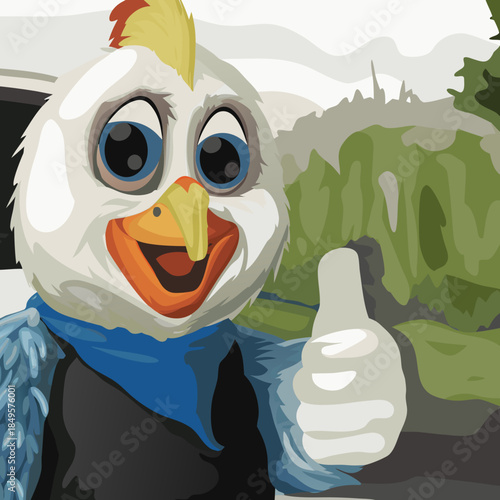 Happy Cartoon Chicken Mascot Giving Thumbs Up