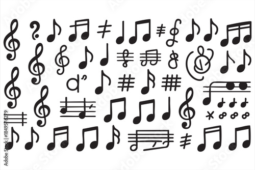 Minimal Music Notation Line Art for Learning Materials and Print Design