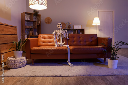 Human skeleton model sittin...