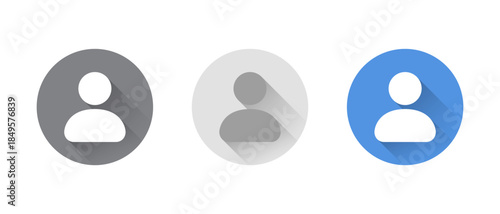 Default user profile avatar icon set with long shadow. Social media account symbol