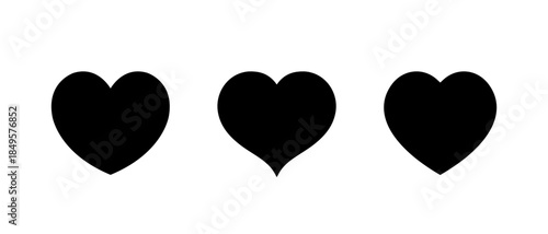 Heart icon set isolated on white background. Minimal love and romantic symbol