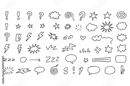 Hand Drawn Doodle Symbols Illustration for Comics and Graphic Design