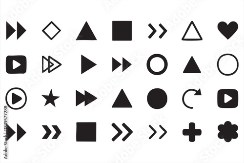 UI Navigation and Media Playback Buttons for Modern App Systems