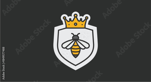 Royal Bee Emblem with Crown and Shield.