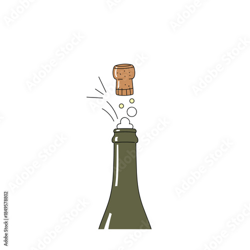 Champagne bottle popping with cork flying out