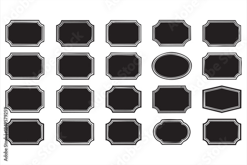 Black Vintage Badge Frames for Product Labels and Price Tags