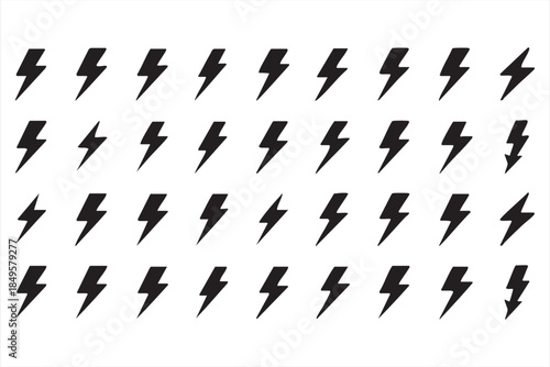 Lightning Bolt Symbols for Electric Power, Energy, and Technology Design