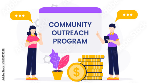 Small Business Owner Planning Community Outreach Program. Flat Vector Business Illustration