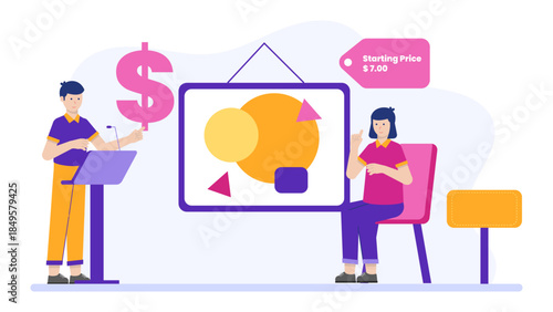 Startup Validating Pricing Model with Test Users. Flat Vector Business Illustration