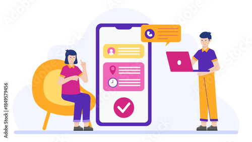 UX Team Reviewing Feedback form Usability Tests. Flat Vector Business Illustration