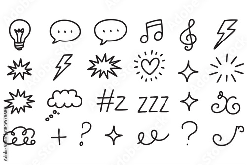 Minimal Doodle Line Icons for Social Posts and App Interfaces