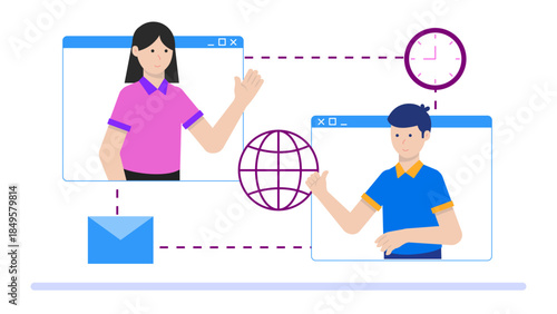 Freelancer Submitting Project Milestones to Client. Flat Vector Business Illustration