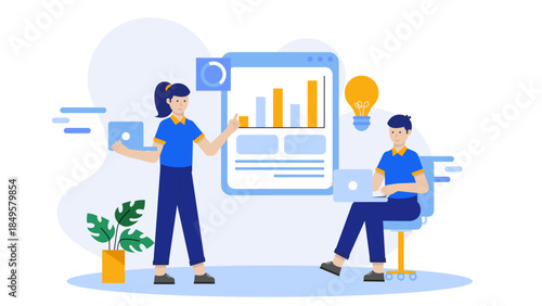 Freelancer Submitting Project Milestones to Client. Flat Vector Business Illustration