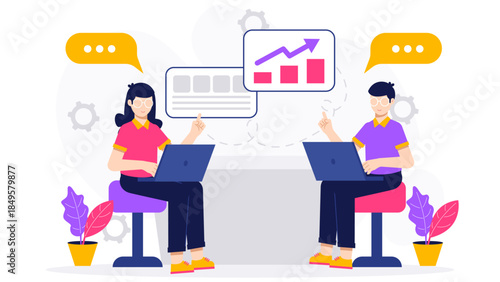 Startup Team Planning Cross-Functional Hackathon. Flat Vector Business Illustration