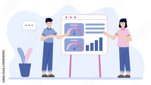 Manager Conducting a Performance Review. Business Flat Vector Illustration