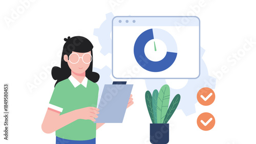 Manager Conducting a Performance Review. Business Flat Vector Illustration