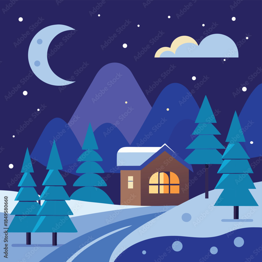 Fototapeta premium winter-night-clear-look.eps