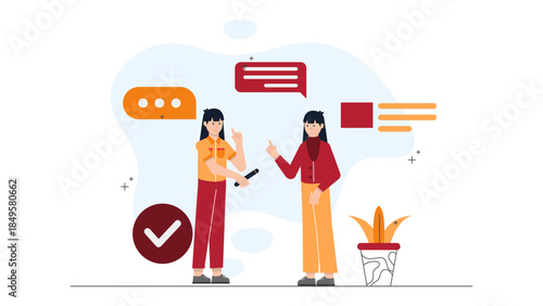 Team Passing a Baton in a Project Relay. Business Flat Vector Illustration