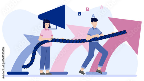 Team Passing a Baton in a Project Relay. Business Flat Vector Illustration