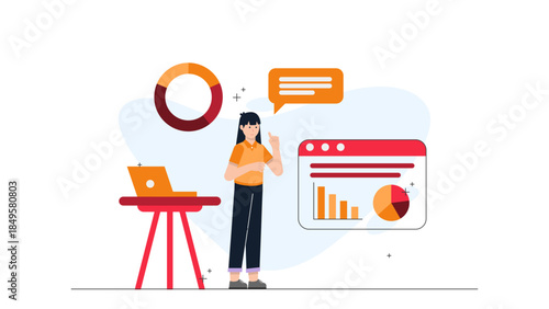 Social Media Manager Launching a New Product. Business Flat Vector Illustration