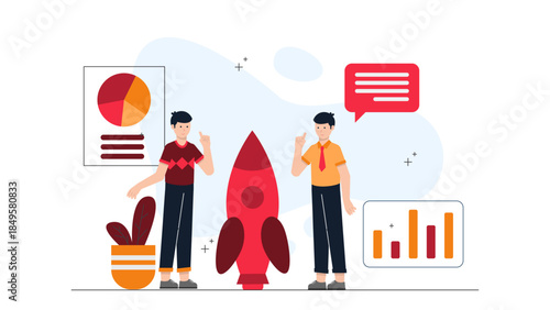 Startup Validating a Business Model Canvas. Business Flat Vector Illustration