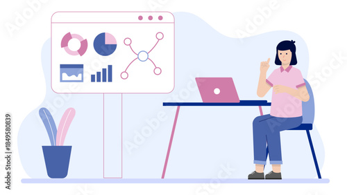 Startup Validating a Business Model Canvas. Business Flat Vector Illustration