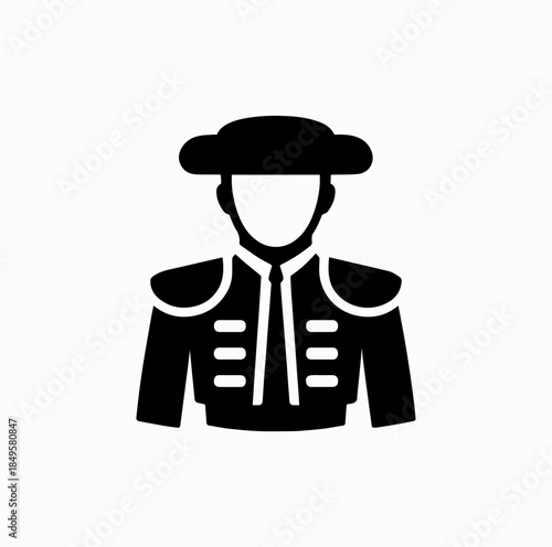 Spanish Matador Costume Silhouette Icon – Traditional Culture Vector