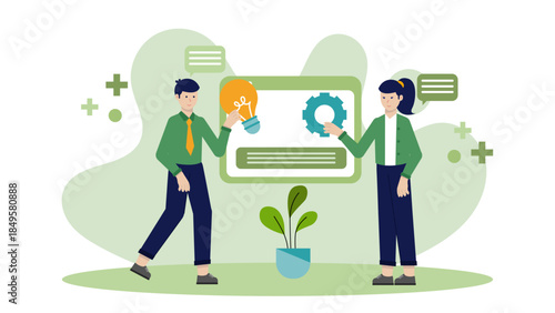 Startup Validating a Business Model Canvas. Business Flat Vector Illustration