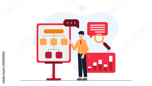 Entrepreneur Presenting a Business Plan. Business Flat Vector Illustration