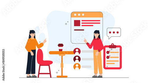 HR Introducing New Employee to the Team. Business Flat Vector Illustration