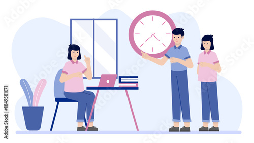 HR Introducing New Employee to the Team. Business Flat Vector Illustration