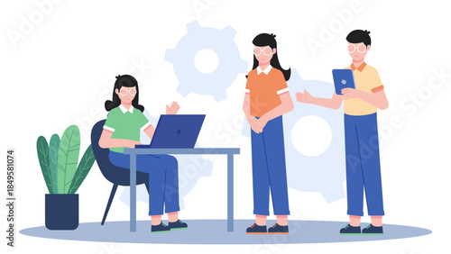 HR Introducing New Employee to the Team. Business Flat Vector Illustration
