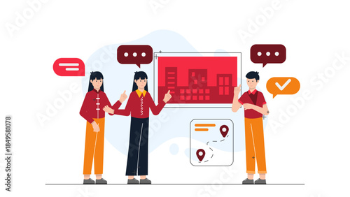 Travel Agent Planning a Family Vacation. Business Flat Vector Illustration