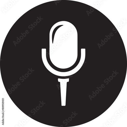 Microphone on stand icon, voice recording device or audio input symbol isolated on background