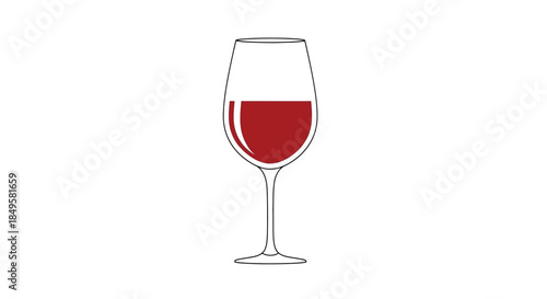 Elegant Glass of Red Wine on White Background.