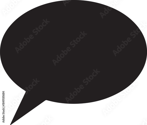 Black speech bubble shape for text message or communication isolated on checkered background