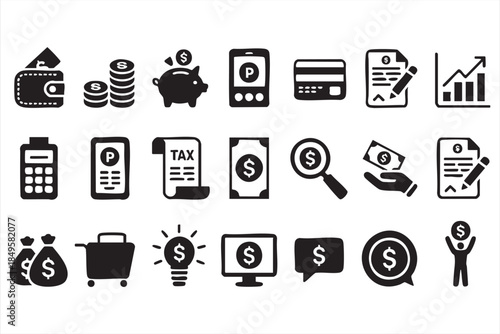 Money and Banking UI Icons for Financial Dashboards and Business Software
