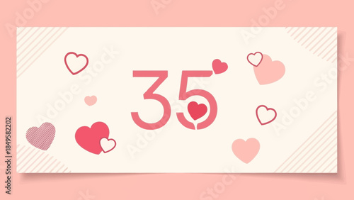 Celebrating 35th Birthday with Heart-themed Design and Soft Pink Color Palette