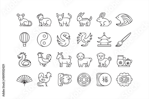 Traditional Chinese Culture Icons for Education and UI Interfaces
