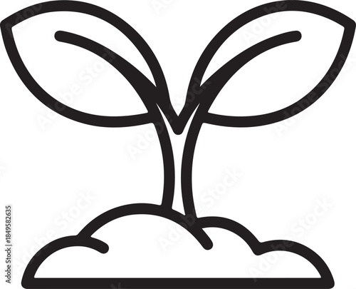 Sprout growing from soil, symbol of new life and growth, simple eco icon