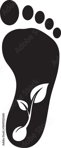 Footprint with plant growing inside, symbol of ecological footprint and sustainable living