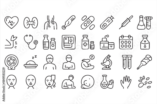 Healthcare Line Icons for Hospital Dashboards and Patient Systems