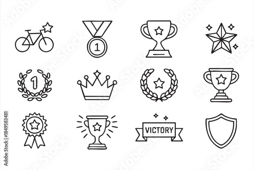 Award Badge Icons for Achievement Systems and App Interfaces