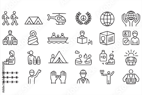 Travel and Humanitarian Aid Icons for UI Design and Global Apps