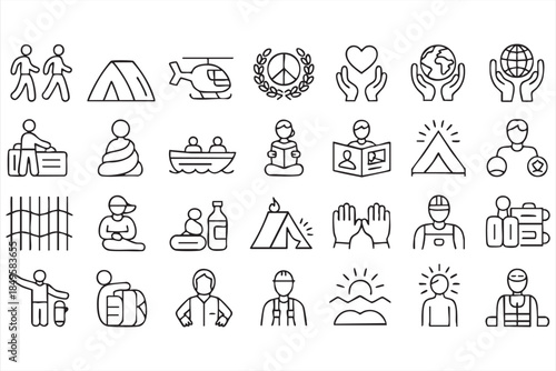 Travel and Volunteer Icons for Global Lifestyle App UI