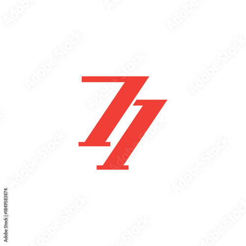 Minimal red double seven numeral logo on white background.