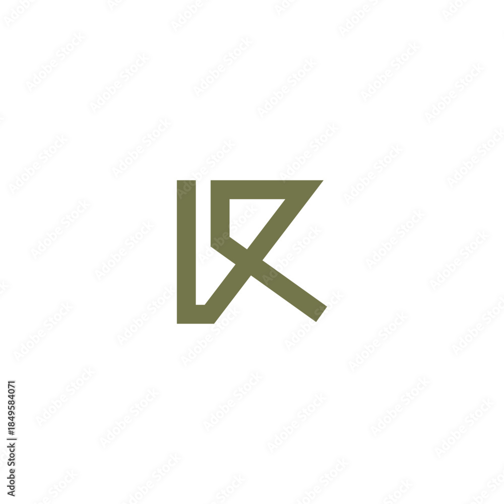 Obraz premium Minimalist olive green monogram logo with geometric letterforms.