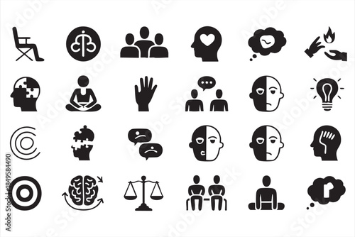 Mental Health and Psychology Icons for Therapy and Counseling UI