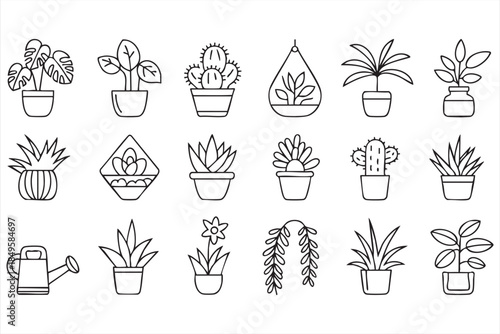 Houseplant and Botanical Icons for Gardening and Lifestyle Apps