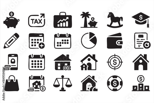 Finance and Investment Line Icons for Banking and Accounting UI